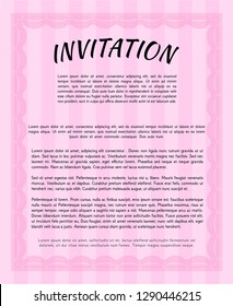 Pink Invitation template. Easy to print. Customizable, Easy to edit and change colors. Modern design. 