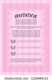 Pink Invitation template. Elegant design. Vector illustration. Printer friendly. 