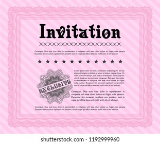 Pink Invitation template. Excellent design. Printer friendly. Customizable, Easy to edit and change colors. 