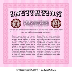 Pink Invitation template. Good design. Customizable, Easy to edit and change colors. Printer friendly. 