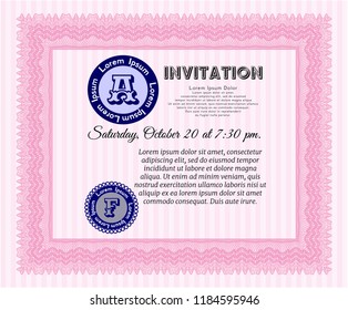 Pink Invitation template. Good design. Vector illustration. With complex background. 