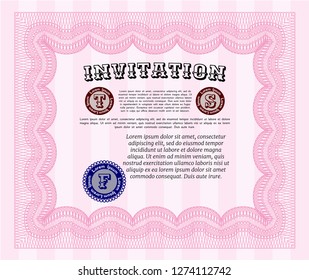 Pink Invitation template. Good design. With linear background. Customizable, Easy to edit and change colors. 