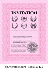 Pink Invitation template. Good design. Vector illustration. With background. 