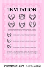 Pink Invitation template. With guilloche pattern. Money Pattern. Vector illustration. 