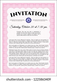 Pink Invitation template. With linear background. Customizable, Easy to edit and change colors. Artistry design. 