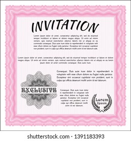 Pink Invitation template. With linear background. Customizable, Easy to edit and change colors. Modern design. 