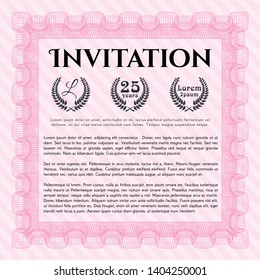 Pink Invitation template. With linear background. Elegant design. Customizable, Easy to edit and change colors. 