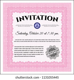 Pink Invitation template. Money design. Customizable, Easy to edit and change colors. Easy to print. 