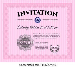 Pink Invitation template. Money Pattern. Printer friendly. Customizable, Easy to edit and change colors. 