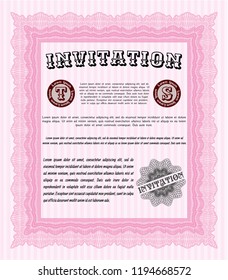 Pink Invitation template. Nice design. With great quality guilloche pattern. Customizable, Easy to edit and change colors. 