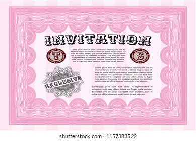 Pink Invitation template. Perfect design. Customizable, Easy to edit and change colors. Printer friendly. 