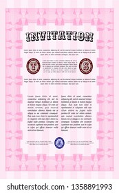 Pink Invitation template. Perfect design. With quality background. Vector illustration. 