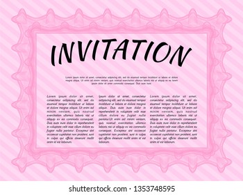 Pink Invitation template. Printer friendly. Money Pattern design. Customizable, Easy to edit and change colors. 