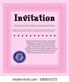  Pink Invitation template. With quality background. Detailed. Excellent design. 
