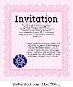 Pink Invitation template. With quality background. Nice design. Customizable, Easy to edit and change colors. 