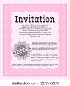 Pink Invitation template. With quality background. Detailed. Elegant design. 