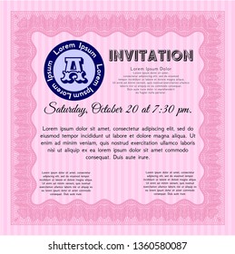 Pink Invitation template. With quality background. Superior design. Customizable, Easy to edit and change colors. 