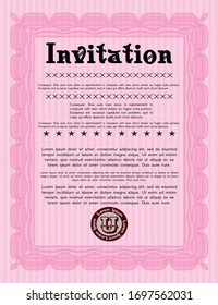 Pink Invitation template. With quality background. Cordial design. Detailed. 