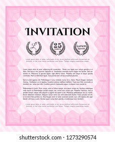 Pink Invitation template. Retro design. With quality background. Customizable, Easy to edit and change colors. 