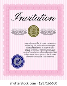 Pink Invitation template. Sophisticated design. With background. Vector illustration. 