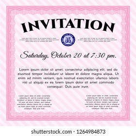 Pink Invitation template. Sophisticated design. Easy to print. Customizable, Easy to edit and change colors. 