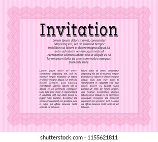 Pink Invitation template. Superior design. Complex background. Vector illustration. 