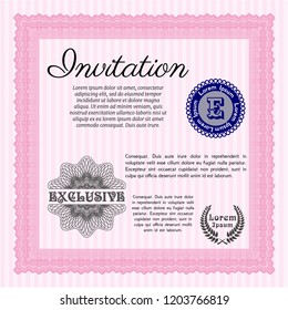 Pink Invitation template. Vector illustration. With quality background. Nice design. 