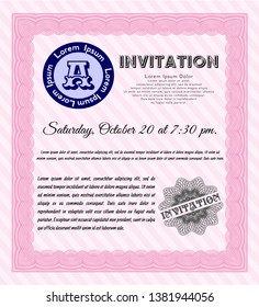 Pink Invitation template. Vector illustration. With quality background. Artistry design. 
