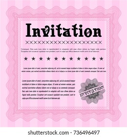 Pink Invitation template. Vector illustration. With quality background. Cordial design. 