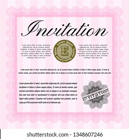 Pink Invitation. Vector illustration. With background. Good design. 