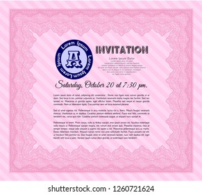 Pink Invitation. Vector illustration. With quality background. Superior design. 
