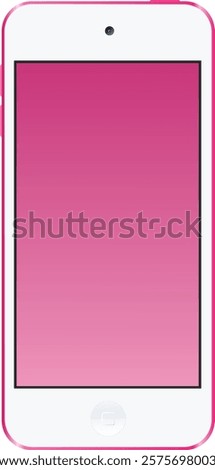 Pink iPod touch 6th generation. Apple ios music player device. Ipod classic, portable mp3 music media player. Retro audio equipment technology operated by click wheel.