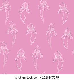 pink irises botanical seamless vector paattern. Good for textile , print, paper