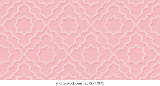 Pink Islamic background with beautiful ornaments. Template design for banner, poster, social media, greeting card for Islamic holidays, Eid al-Fitr, Ramadan, Eid al-Adha.