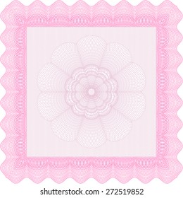 Pink isolated certificate or diploma template