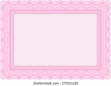 Pink isolated certificate or diploma template