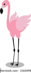 Pink isolated flamingo waving wings vector. Cute simple flamingo illustration.