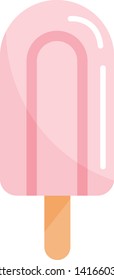 Pink isolated ice cream on white background  flat desing  