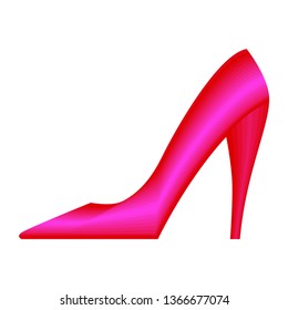 Pink isolated icon of elegant classic shoe with high heel for women on white background. Silhouette of shoe. Modern vector illustration. Elegant vector illustration. Vector silhouette. Classic style.