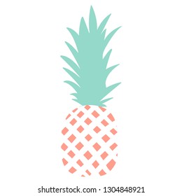 Pink isolated pineaple on white background vector illustration hand draw desing