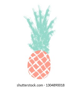 Pink isolated pineaple on white background vector illustration hand draw desing