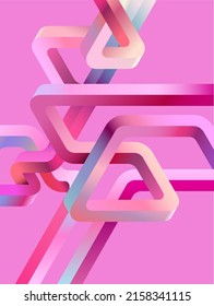 Pink Isometric impossible lines. Abstract light geometric background. Vector design elements.