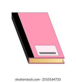 Pink Isometric Notebook illustration, Cute Pastel vector, graphic elements in Flat and Cartoon style for Kid Education, Libary Infographic, Learning, isolated elements for decoration, stock (Editable)