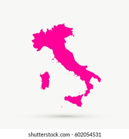 Pink Italy Map Illustration