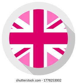 Bandera de Jack Rosado - Bandera de la comunidad del orgullo LGBT en Gran Bretaña, icono de forma redonda sobre fondo blanco