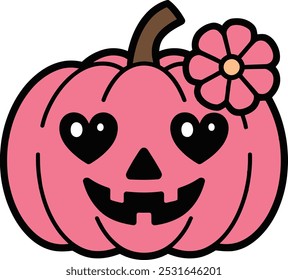 Pink jack-o'-lantern with a flower