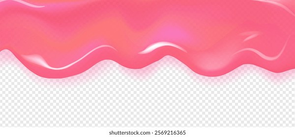 Pink jam high quality texture with shadow isolated on transparent background. Pink sweet icing border template	