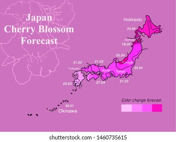 pink japan cherry blossom forecast map infographic guide spring festival tour tourist information