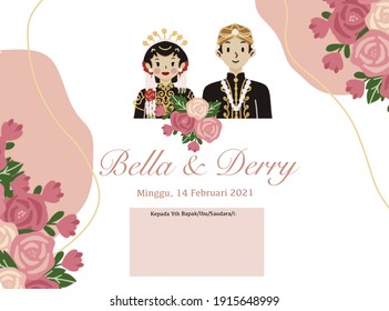 Pink javanese theme invitation vector