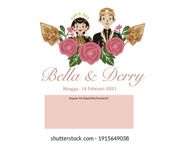 Pink javanese theme invitation vector